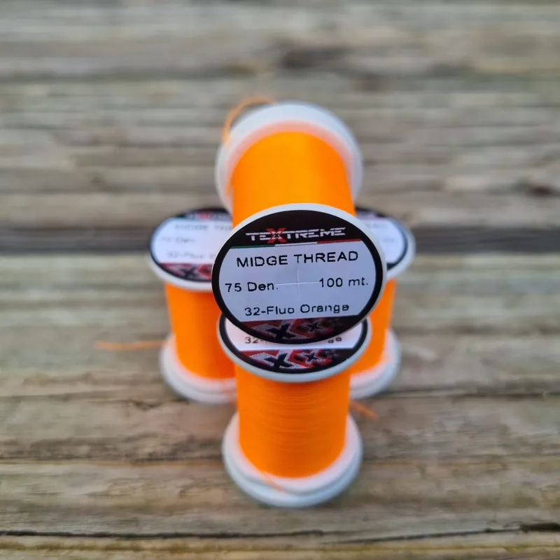 TEXTREME Midge Tying Thread 75dn in 32-Fluo Orange